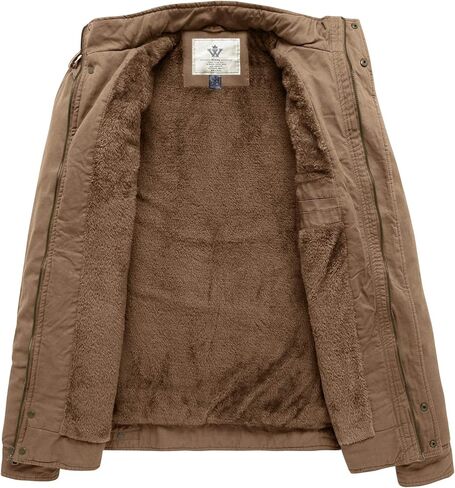 WenVen Men's Winter Casual Cotton Coat Thicken Fleece Lined Military Jacket in Kuwait