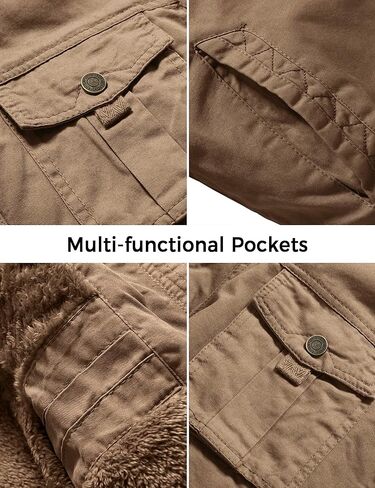 WenVen Men's Winter Casual Cotton Coat Thicken Fleece Lined Military Jacket in Kuwait
