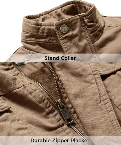 WenVen Men's Winter Casual Cotton Coat Thicken Fleece Lined Military Jacket in Kuwait