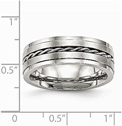 Solid Stainless Steel Men's Matte Brushed Finish and Twisted 7.00mm Wedding Band Ring in Kuwait