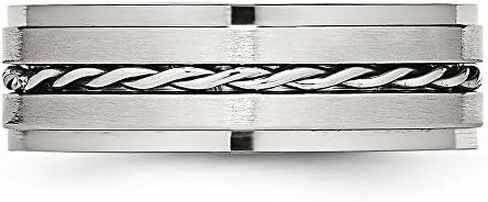 Solid Stainless Steel Men's Matte Brushed Finish and Twisted 7.00mm Wedding Band Ring in Kuwait