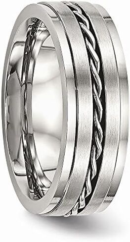 Solid Stainless Steel Men's Matte Brushed Finish and Twisted 7.00mm Wedding Band Ring in Kuwait