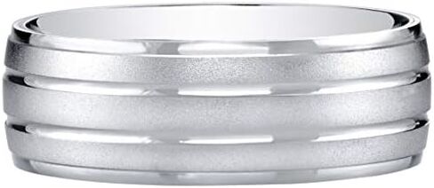 Peora Men's 14K White Gold Wedding Ring Band 7mm Satin Finish Comfort Fit Sizes 8 to 14 in Saudi Arabia