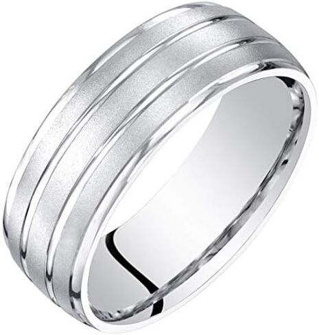Peora Men's 14K White Gold Wedding Ring Band 7mm Satin Finish Comfort Fit Sizes 8 to 14 in Saudi Arabia