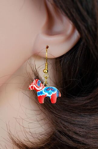Dala Horse Earrings Miniblings Animals Wild Horses Farm Sweden in Saudi Arabia