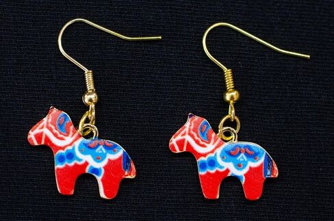 Dala Horse Earrings Miniblings Animals Wild Horses Farm Sweden in Saudi Arabia