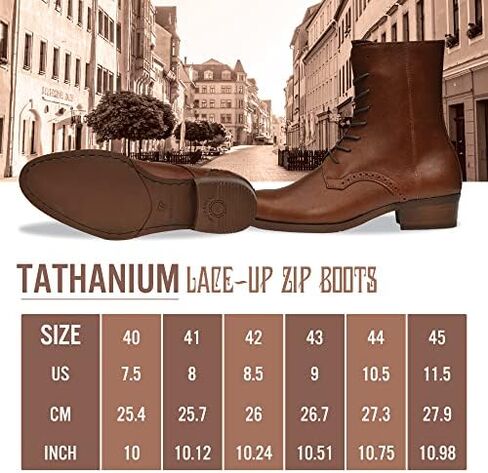 TATHANIUM Dark Tobacco Men's Boots, Casual Boots Motorcycle Lace Up Zip Boots, Business Casual Boot for Men, Original Military Boot, Original Full Grain Leather Fashion Boot in Saudi Arabia