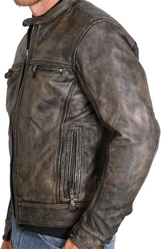 Hot Leathers JKM1019 Men's Distressed Brown Leather Jacket with Gun Pockets - Large in Saudi Arabia