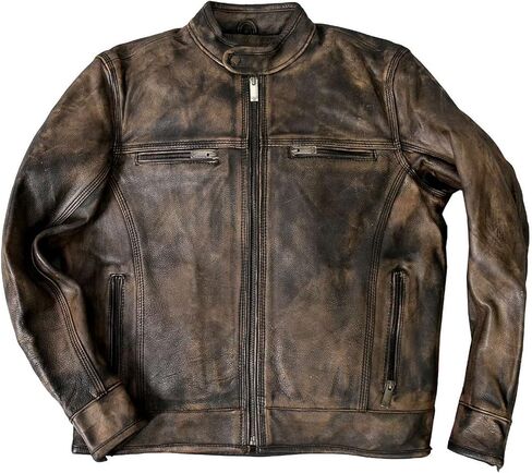 Hot Leathers JKM1019 Men's Distressed Brown Leather Jacket with Gun Pockets - Large in Saudi Arabia