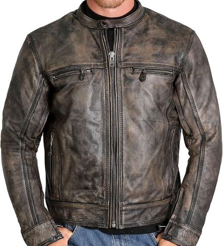 Hot Leathers JKM1019 Men's Distressed Brown Leather Jacket with Gun Pockets - Large in Saudi Arabia