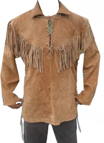 Classyak Leather Western Shirt, Fringes in Front, Back & Shoulders in Kuwait