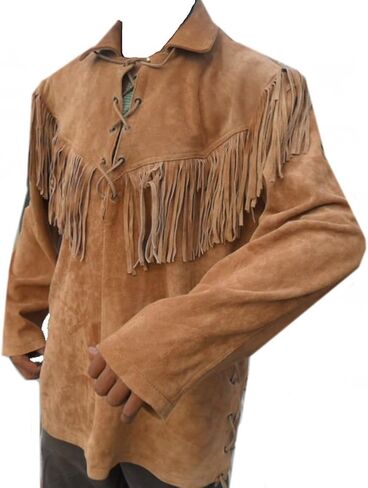 Classyak Leather Western Shirt, Fringes in Front, Back & Shoulders in Kuwait