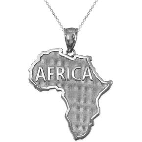 LA BLINGZ Sterling Silver Africa Map Pendant Necklace in Saudi Arabia