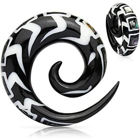 Spiral Organic Horn Taper with Abalone & Bone Inlay (Sold as a Pair) in Saudi Arabia