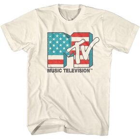 MTV 80s MTV American Flag Logo Adult Short Sleeve T-Shirts Graphic Tees in Kuwait