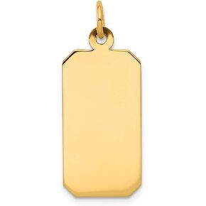 Solid 14k Yellow Gold Plain .009 Gauge Engravable Rectangular Disc Charm Pendant - 28mm x 11mm in Kuwait