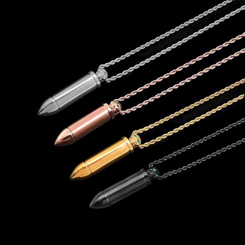 KAAREONAAN Bullet Urn Pendant Urn Ashes Necklace 316L Stainless Steel Twist Rope Chain for Men Women Memorial Keepsake Gift in Saudi Arabia
