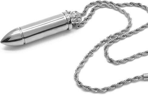 KAAREONAAN Bullet Urn Pendant Urn Ashes Necklace 316L Stainless Steel Twist Rope Chain for Men Women Memorial Keepsake Gift in Saudi Arabia