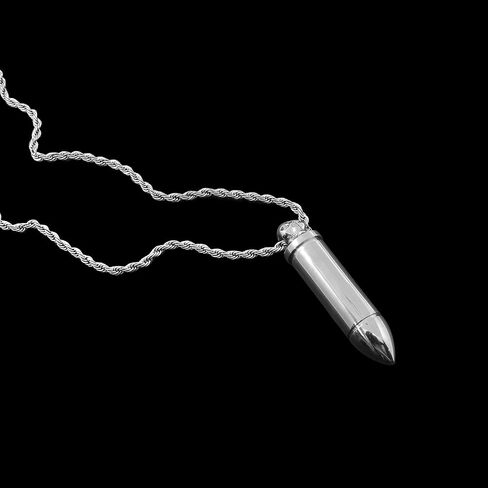 KAAREONAAN Bullet Urn Pendant Urn Ashes Necklace 316L Stainless Steel Twist Rope Chain for Men Women Memorial Keepsake Gift in Saudi Arabia