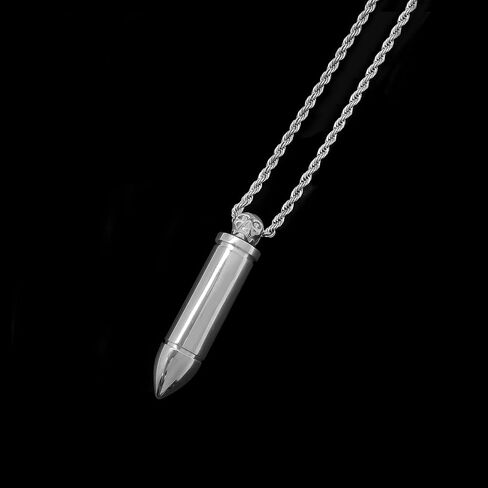 KAAREONAAN Bullet Urn Pendant Urn Ashes Necklace 316L Stainless Steel Twist Rope Chain for Men Women Memorial Keepsake Gift in Saudi Arabia