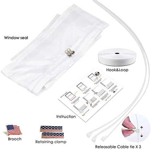 Portable Ac Window Kit - Air Conditioner Window Seal Unit - Air Conditioner Parts & Accessories - Sliding Door Window Vent Kit - Fits for Hoses of Different Sizes - Adjustable Length of 24-36 inch in Saudi Arabia