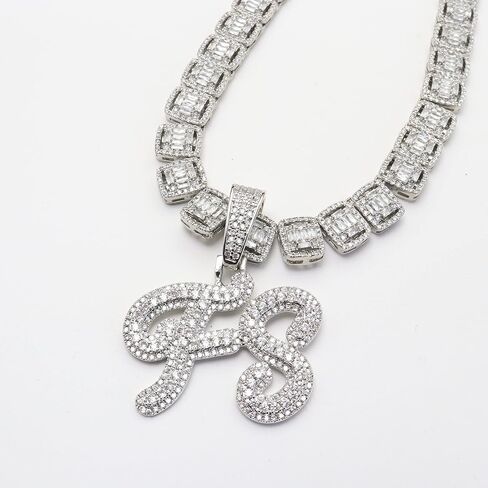 DOBLING Custom Big Brush Cursive Letters Nameplate Necklace CZ Iced Out Pendant Customized Icy Name Choker Charm with Rope/Tennis/Cuban/Baguette Chain Personalized Gifts for Her Birthday in Saudi Arabia