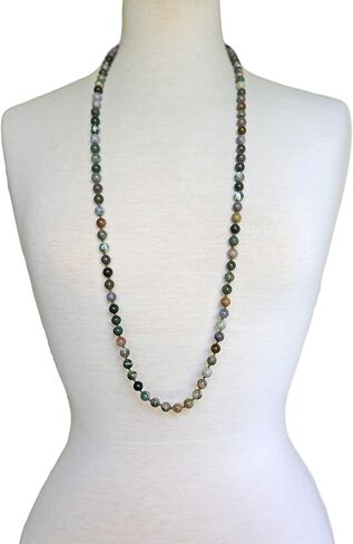 MGR MY GEMS ROCK! 36 Inch 7-8MM Long Polished-Finish Genuine Semi-Precious Stone Endless Infinity Long Beaded Strand Necklace. in Kuwait