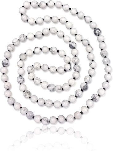 MGR MY GEMS ROCK! 36 Inch 7-8MM Long Polished-Finish Genuine Semi-Precious Stone Endless Infinity Long Beaded Strand Necklace. in Kuwait