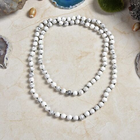 MGR MY GEMS ROCK! 36 Inch 7-8MM Long Polished-Finish Genuine Semi-Precious Stone Endless Infinity Long Beaded Strand Necklace. in Kuwait