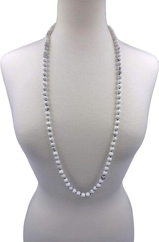 MGR MY GEMS ROCK! 36 Inch 7-8MM Long Polished-Finish Genuine Semi-Precious Stone Endless Infinity Long Beaded Strand Necklace. in Kuwait