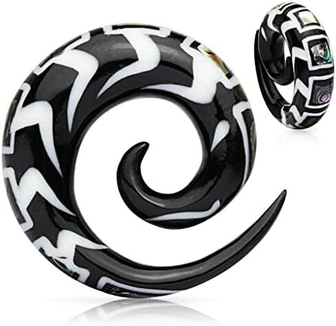 Spiral Organic Horn Taper with Abalone & Bone Inlay (Sold as a Pair) in Saudi Arabia