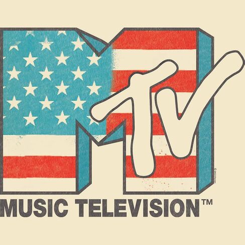 MTV 80s MTV American Flag Logo Adult Short Sleeve T-Shirts Graphic Tees in Kuwait