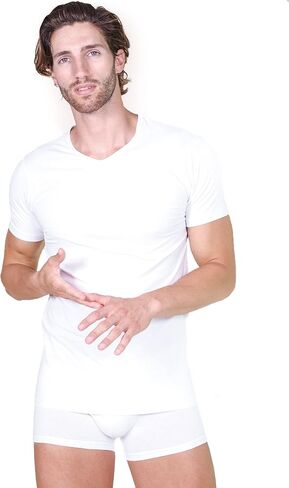 BASIC COTTON Free Spirit ® Premium Quality Cotton Men's V - Neck Short Sleeve T-Shirt. Proudly Made in Italy. in Saudi Arabia