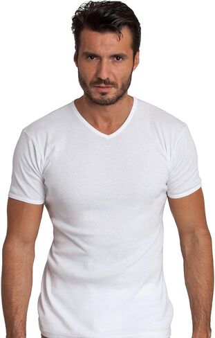 BASIC COTTON Free Spirit ® Premium Quality Cotton Men's V - Neck Short Sleeve T-Shirt. Proudly Made in Italy. in Saudi Arabia
