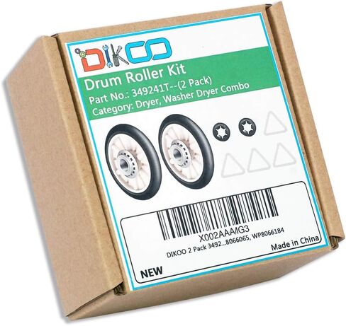 DIKOO 2 حزمة 349241T مجفف دعم الأسطوانة عدة متوافقة مع مجففات ويرلبول يستبدل 3436، 3397590، AP3098345، 349241، 3397588، 337089، 340352، AH347627، EA347627، 3389901 in Kuwait