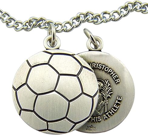 Religious Gifts Sterling Silver Sports Medal with Saint Christopher Protect This Athlete Back in Saudi Arabia