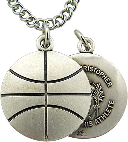 Religious Gifts Sterling Silver Sports Medal with Saint Christopher Protect This Athlete Back in Saudi Arabia