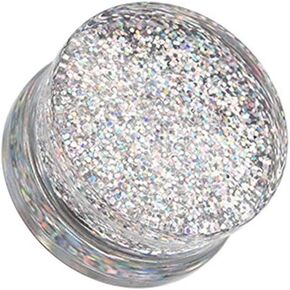 Ultra Shine Glittered Double Flared Acrylic Ear Gauge Plug in Saudi Arabia