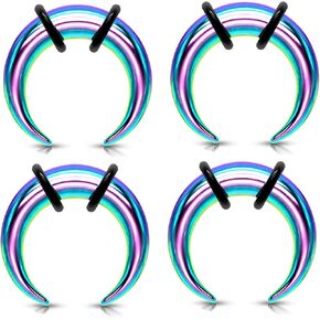 Zaya Body Jewelry 6g 8g 10g 12g Rainbow Steel Pinchers for Ears Septum Horseshoe Gauges in Saudi Arabia
