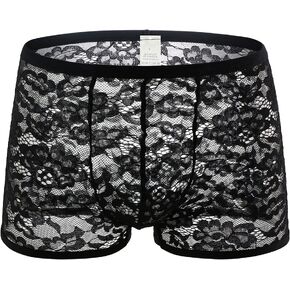 Swbreety Men's Lace Boxer Briefs Underwear Sexy See Through Underpants Bulge Pouch Trunks… in Kuwait