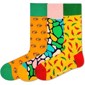 3 pack Men's Bundle Premium Colorful Funky Patterned Men's Dress Socks