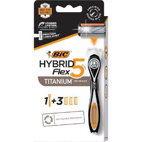 Bic Flex 5 Hybrid Razor - 1 Count Handle & 3 Count Cartridges Per Package - Pack of 2 Packages in Kuwait