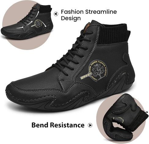 NUHEEL Mens Cotton Ankle Boots Casual Loafers Shoes Vintage Hand Stitching Comfort Driving Shoes Soft Leather Chukka Boots Breathable Lace-up Flats Oxford Shoes Anti Slip Walking Shoe for Work Office in Saudi Arabia