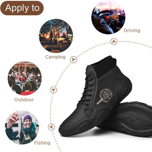 NUHEEL Mens Cotton Ankle Boots Casual Loafers Shoes Vintage Hand Stitching Comfort Driving Shoes Soft Leather Chukka Boots Breathable Lace-up Flats Oxford Shoes Anti Slip Walking Shoe for Work Office in Saudi Arabia