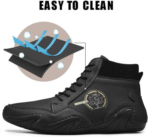 NUHEEL Mens Cotton Ankle Boots Casual Loafers Shoes Vintage Hand Stitching Comfort Driving Shoes Soft Leather Chukka Boots Breathable Lace-up Flats Oxford Shoes Anti Slip Walking Shoe for Work Office in Saudi Arabia