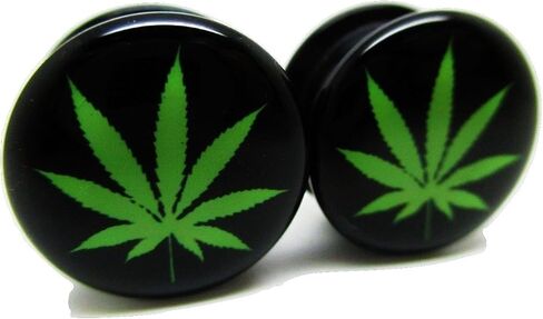 Pierced Republic Pot Leaf Marijuana Ear Plugs - Acrylic Screw-On - New - 8 Sizes - Pair in Saudi Arabia