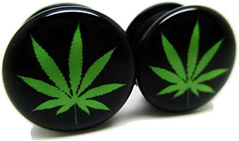 Pierced Republic Pot Leaf Marijuana Ear Plugs - Acrylic Screw-On - New - 8 Sizes - Pair in Saudi Arabia