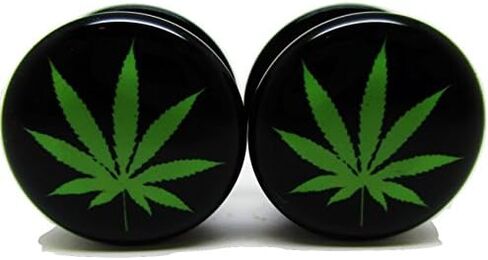 Pierced Republic Pot Leaf Marijuana Ear Plugs - Acrylic Screw-On - New - 8 Sizes - Pair in Saudi Arabia