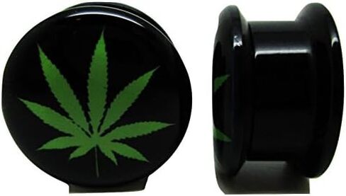 Pierced Republic Pot Leaf Marijuana Ear Plugs - Acrylic Screw-On - New - 8 Sizes - Pair in Saudi Arabia
