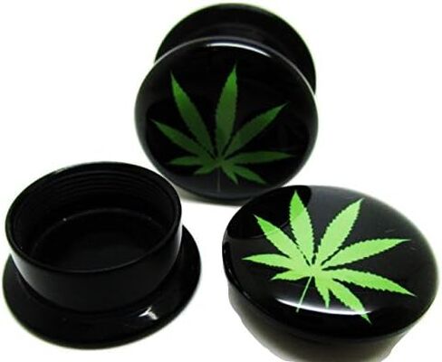 Pierced Republic Pot Leaf Marijuana Ear Plugs - Acrylic Screw-On - New - 8 Sizes - Pair in Saudi Arabia